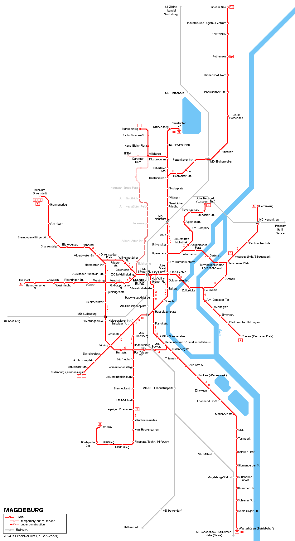 Magdeburg Tram Network © R. Schwandl