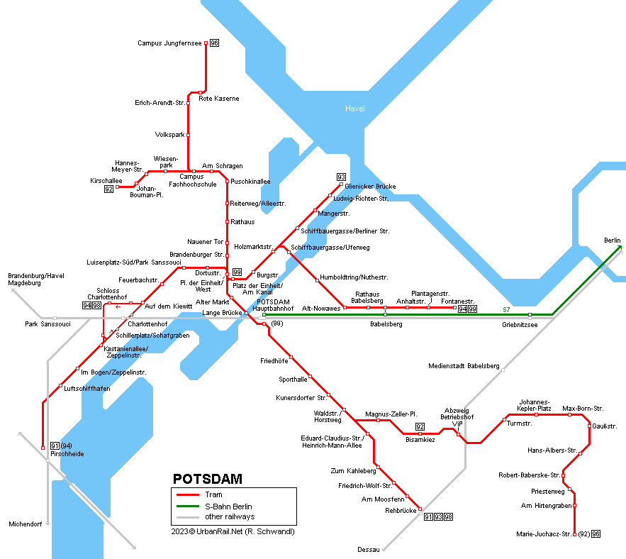 Potsdam Tram / Straßenbahn Map © R. Schwandl