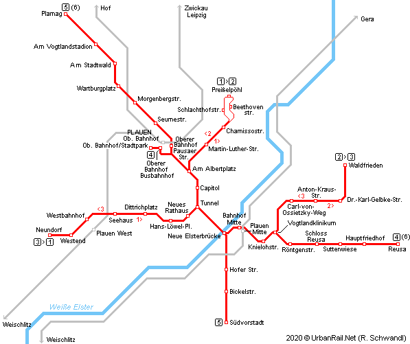 Plauen Tram Network © R. Schwandl