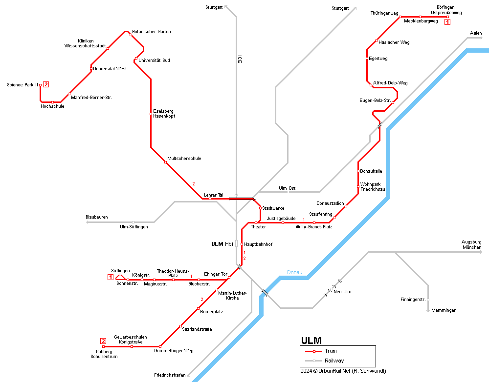 Ulm tram map