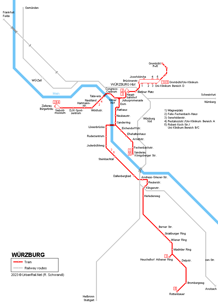 Würzburg Tram Map