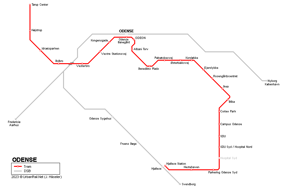 Odense letbane tram map