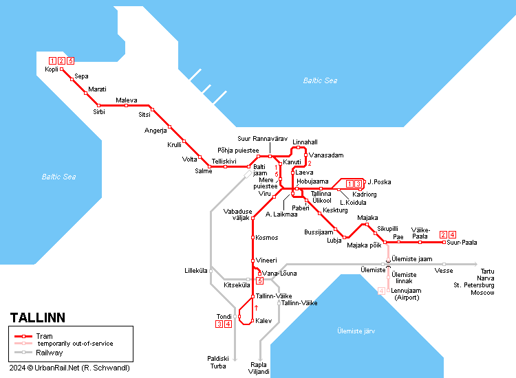 Tallinn Tram Map © R. Schwandl