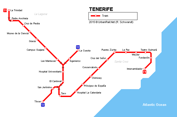 Tenerife Tram map / Red de Tranvía 