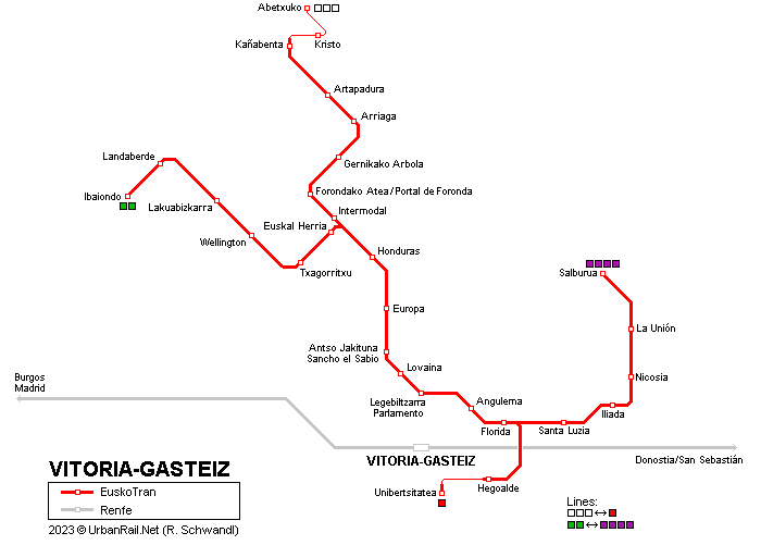 Vitoria-Gasteiz tram map