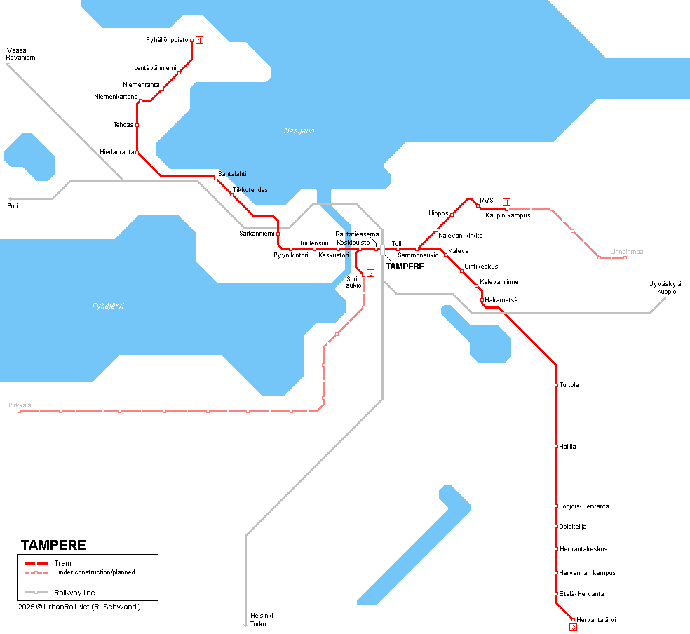 Tampere tram map