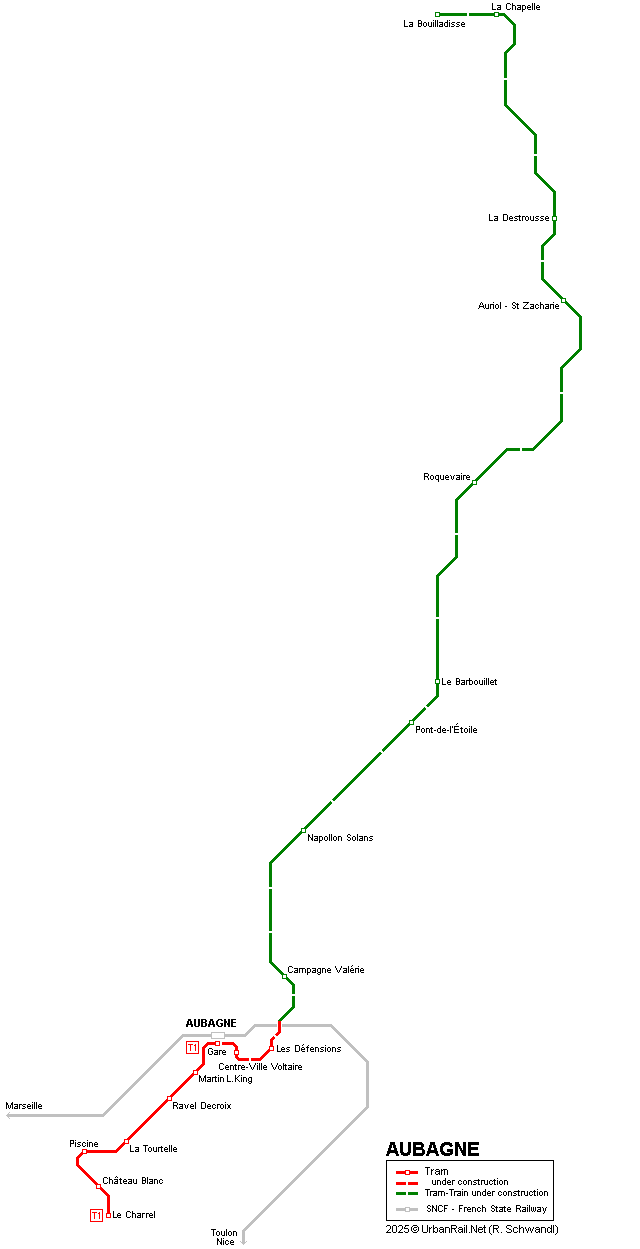 Aubagne tram map