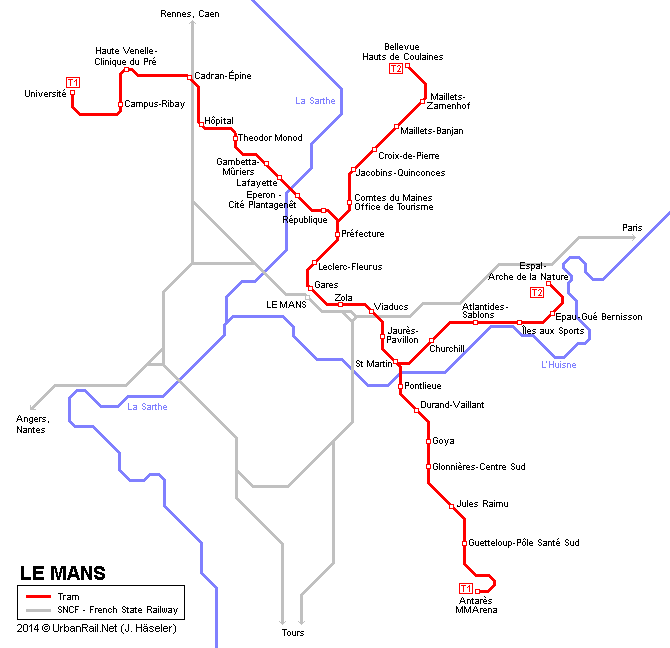 trajet tours le mans train