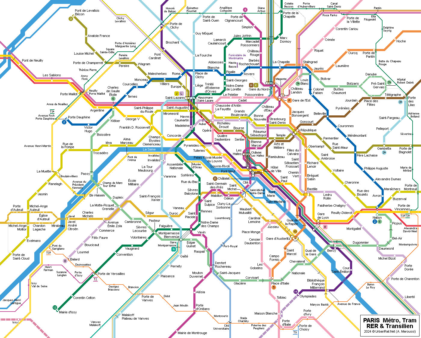 Paris Metro Map - Click on map to expand to full size