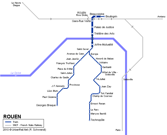 Rouen Tram Map