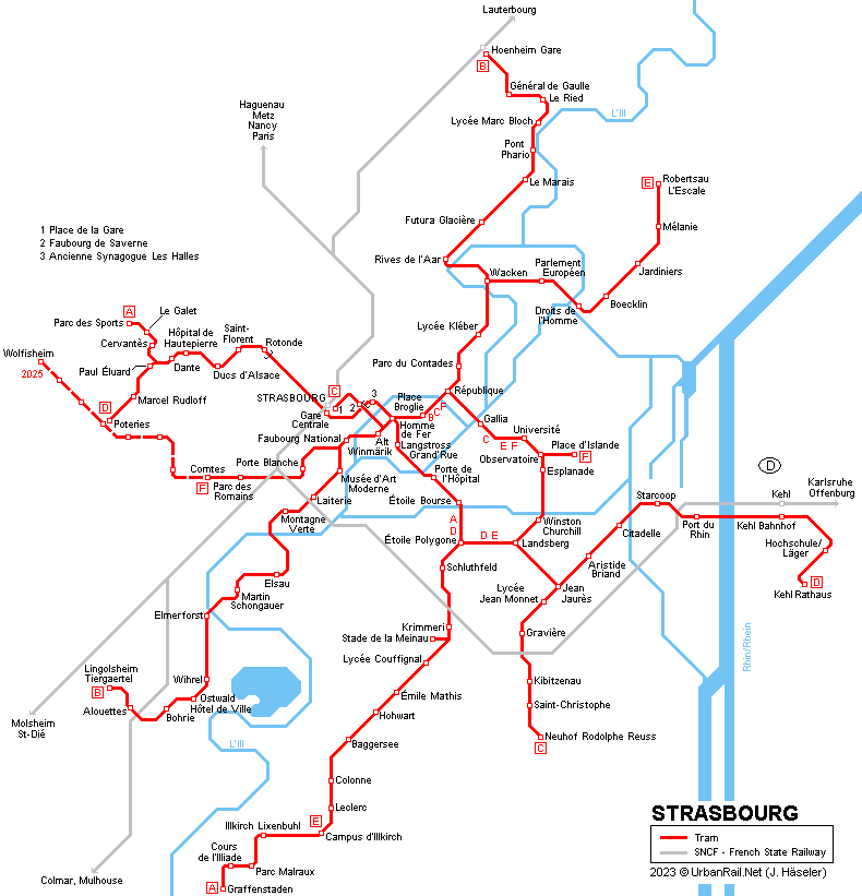 Strasbourg Tram Map