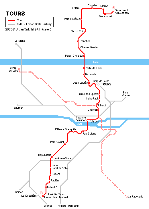 plan ligne tramway tours