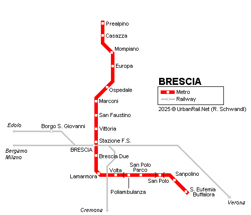 Brescia metro network © UrbanRail.Net