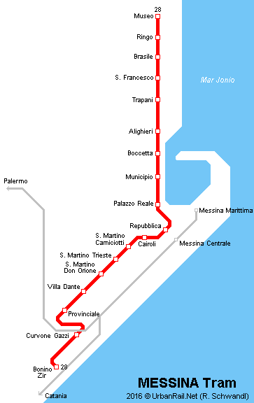 Messina Tram Network © UrbanRail.Net