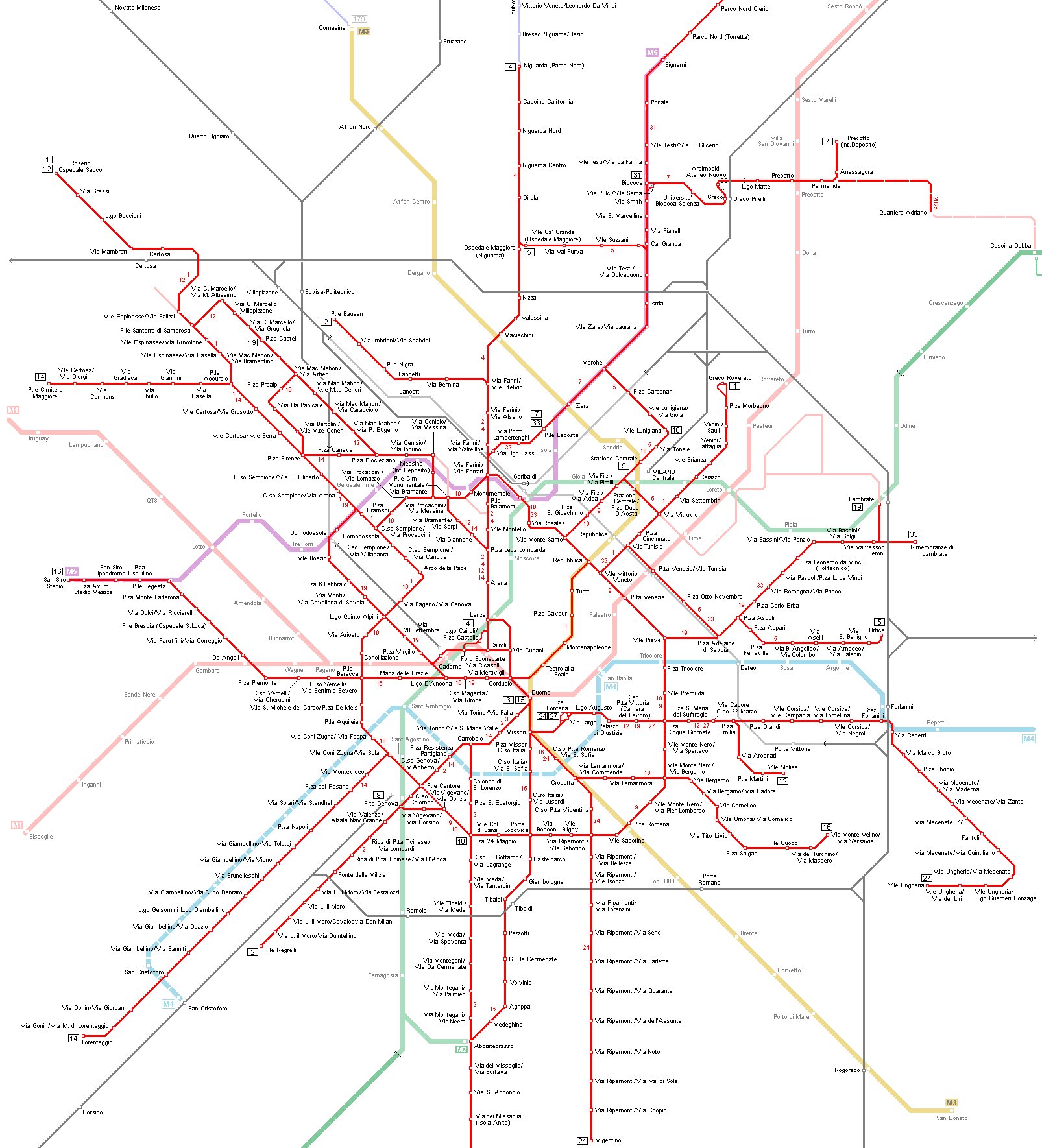 Milano Tram Network Map