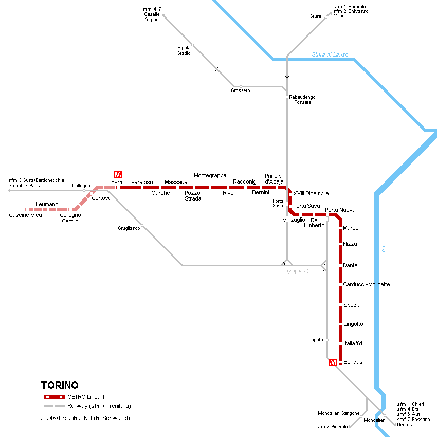 Turin VAL Line Map © UrbanRail.Net