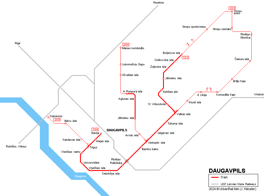 Daugavpils Tram Map