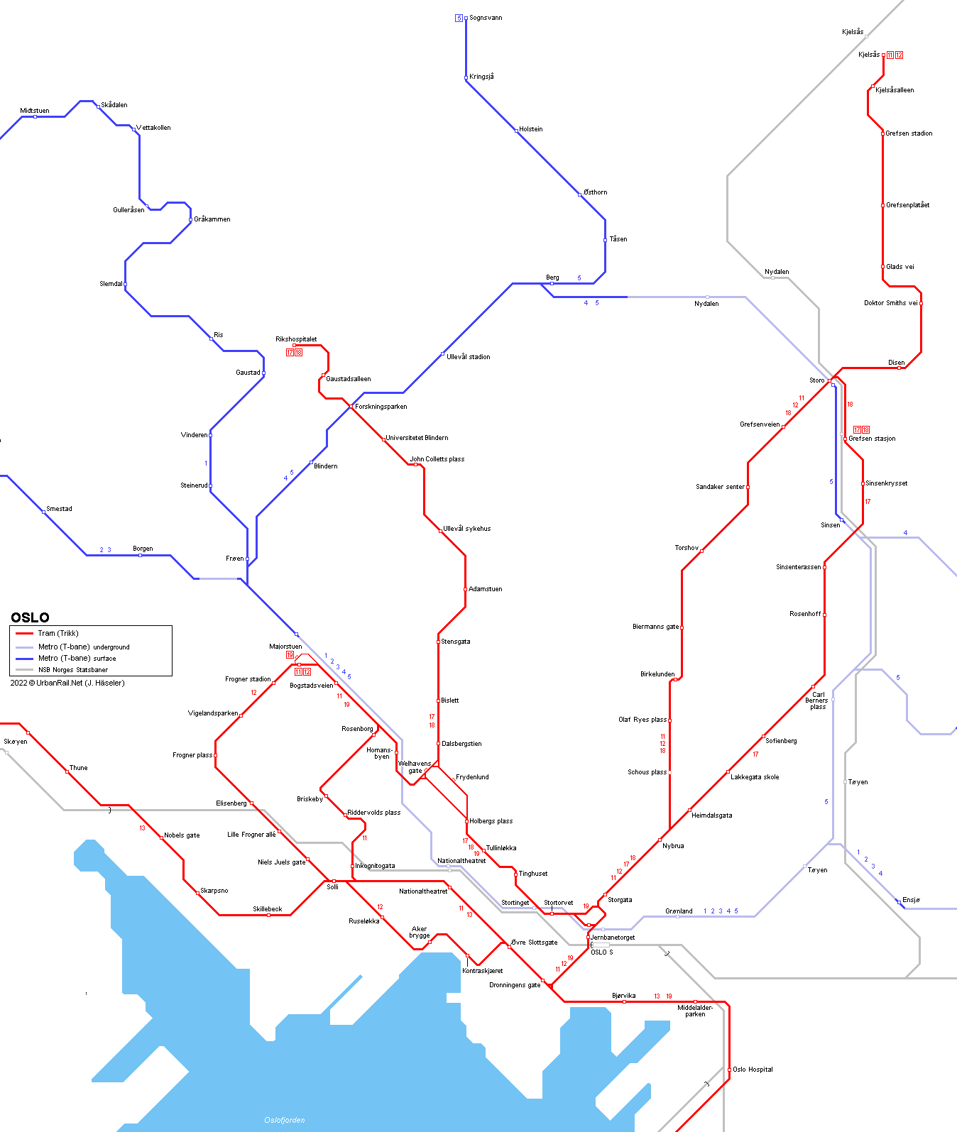 Oslo tram network map