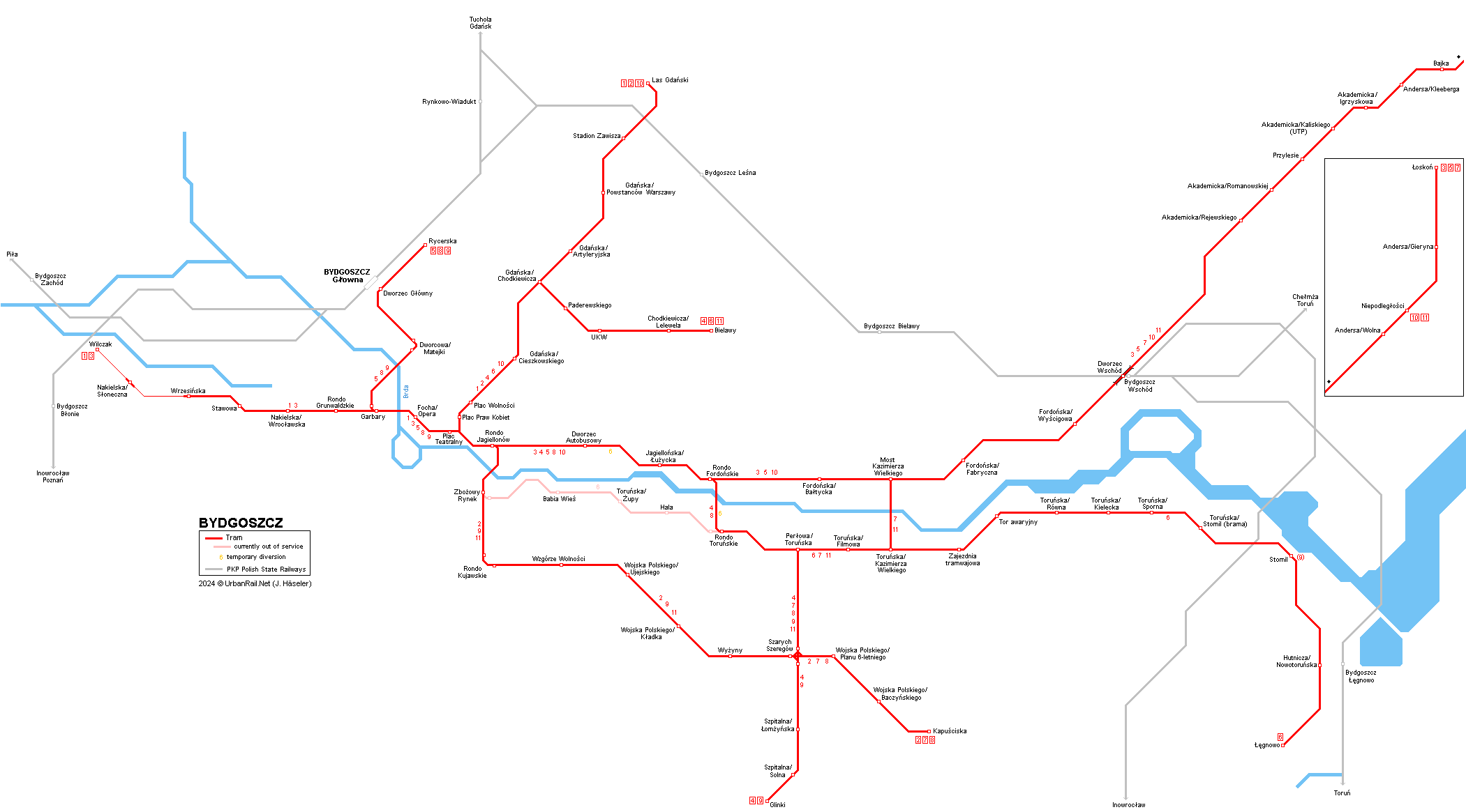 Bydgoszcz Tram Map