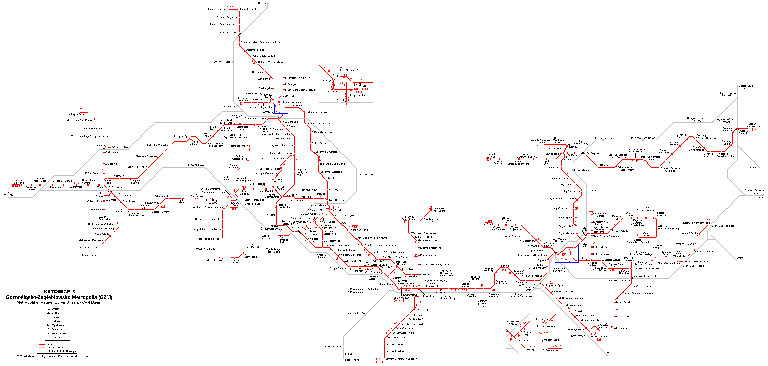 Katowice & Upper Silesia Tram Network Map