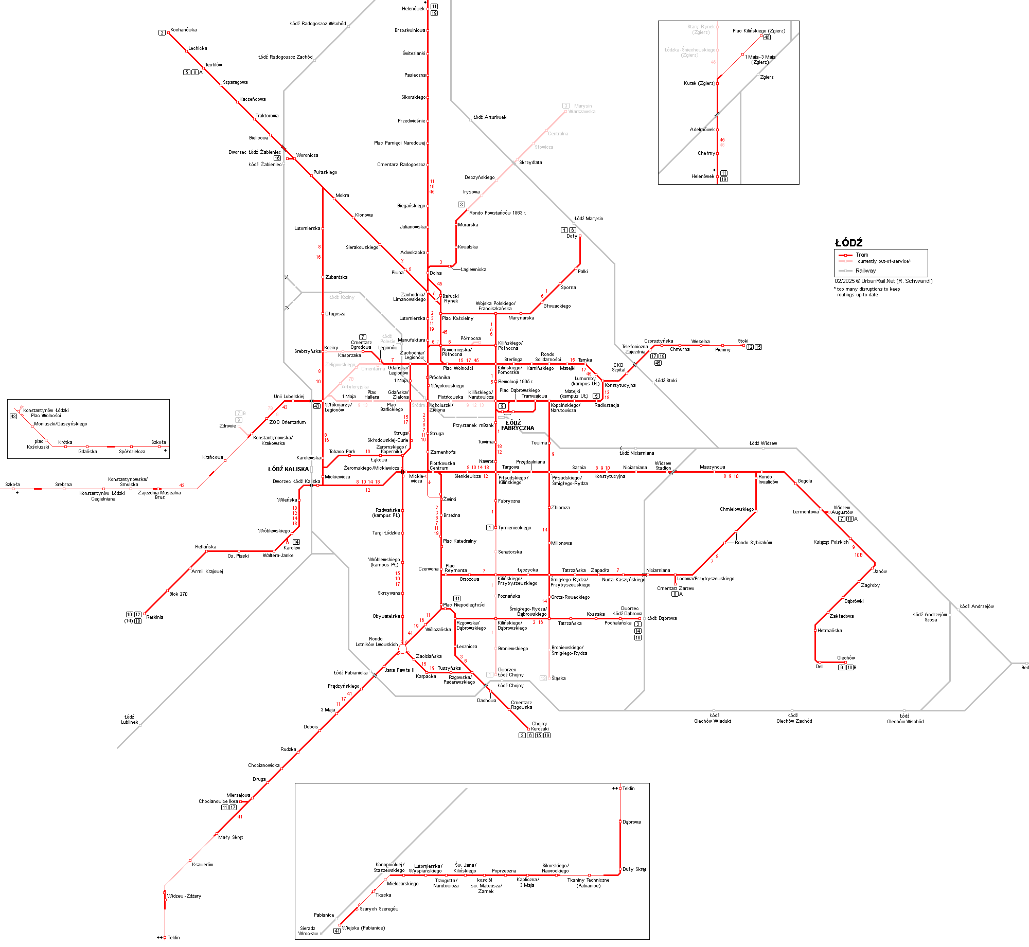 Lodz Tram Map