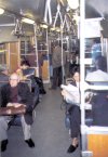 Inside an older metro train