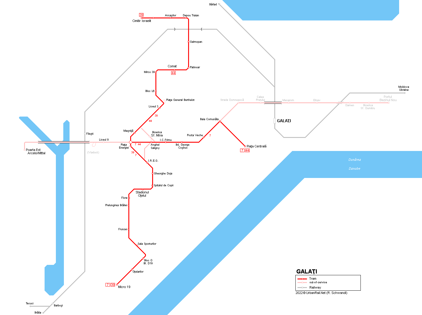 Galati tram map