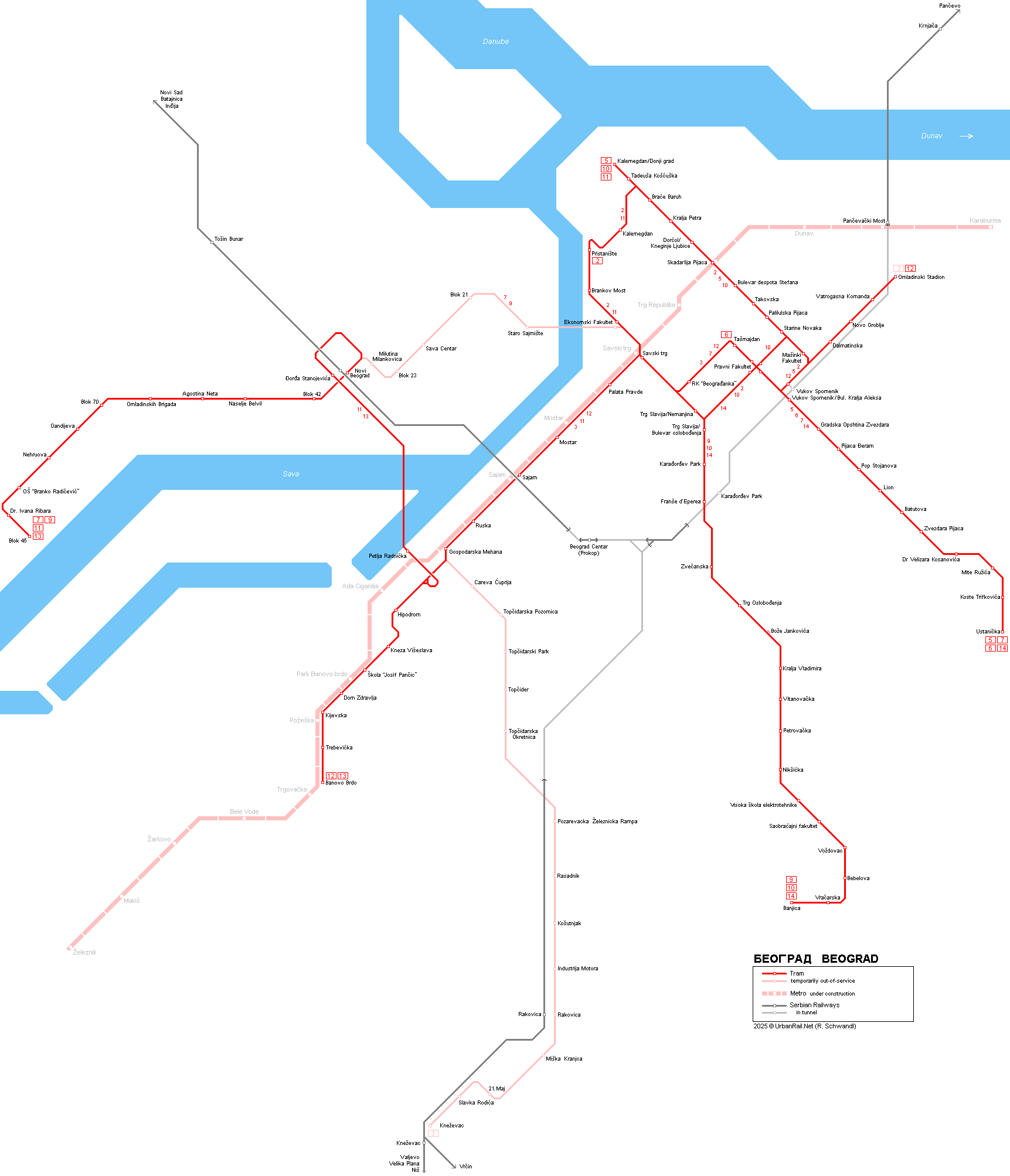 Beograd tram map