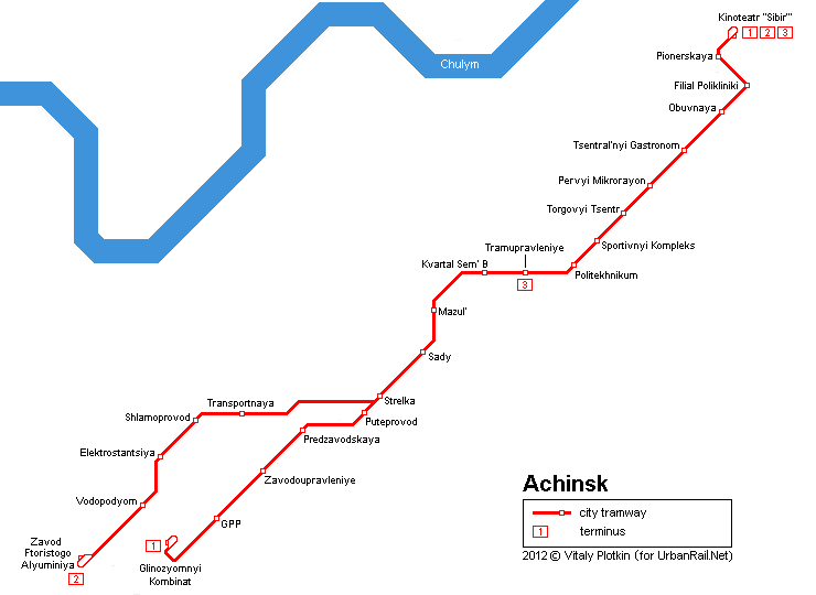 Achinsk tram map