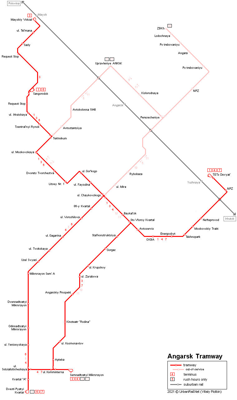 Angarsk Tram Map