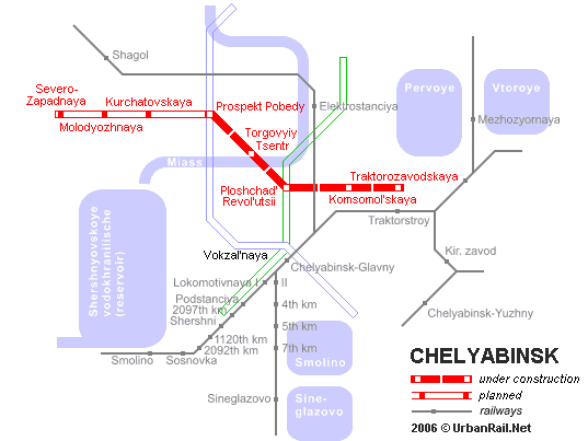 Chelyabinsk Metro Map 2004 © UrbanRail.Net