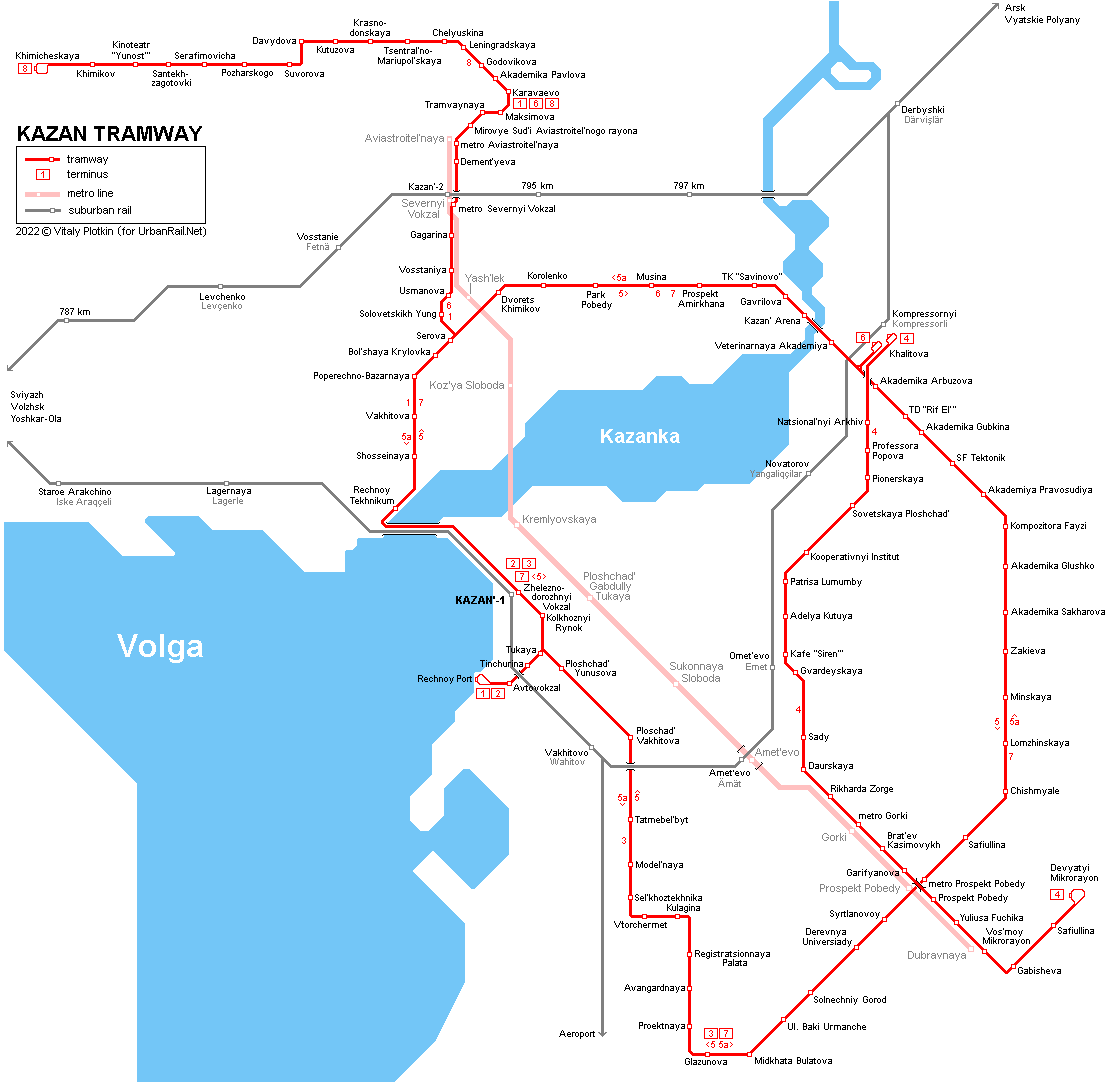 Kazan tram map