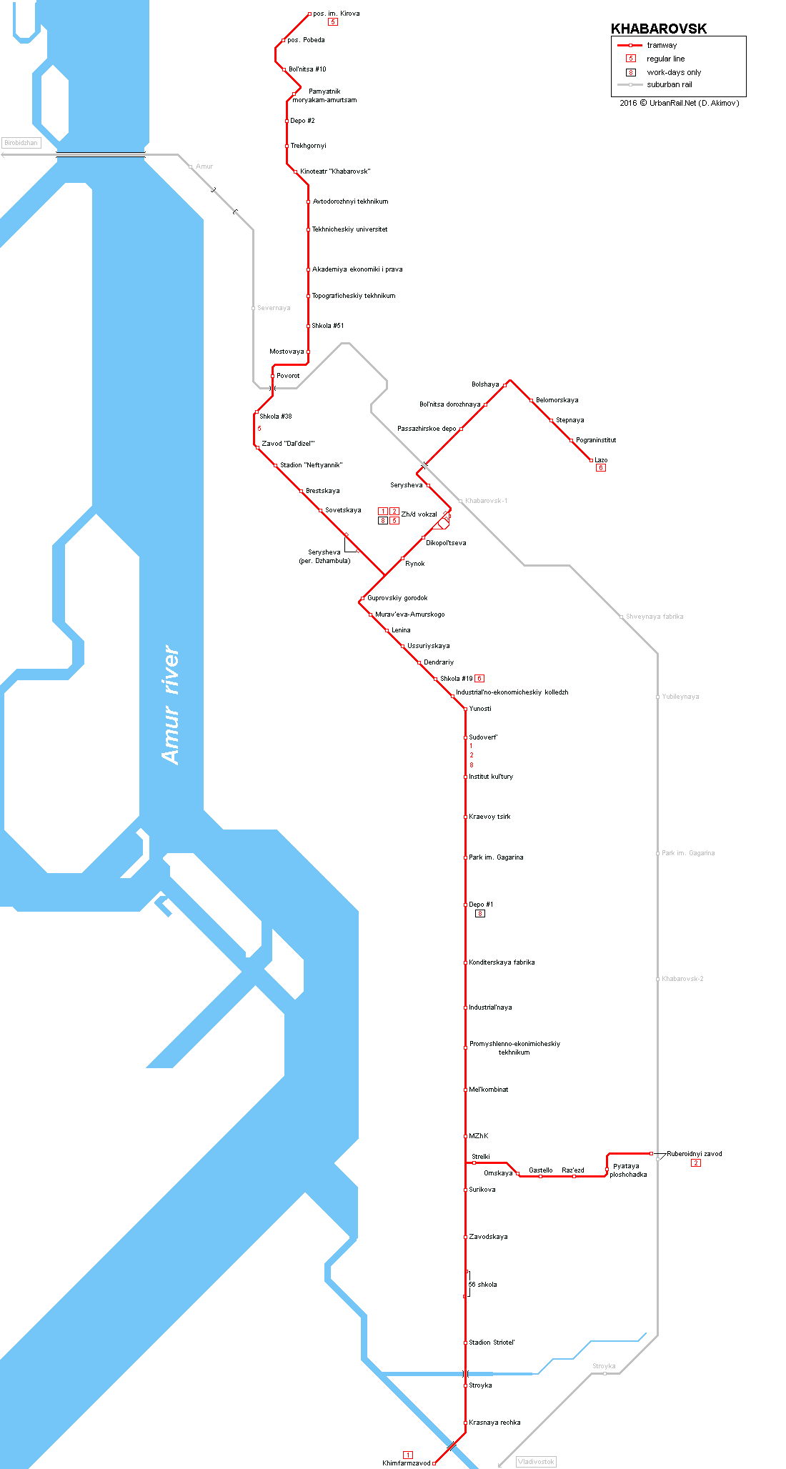 Khabarovsk tram map