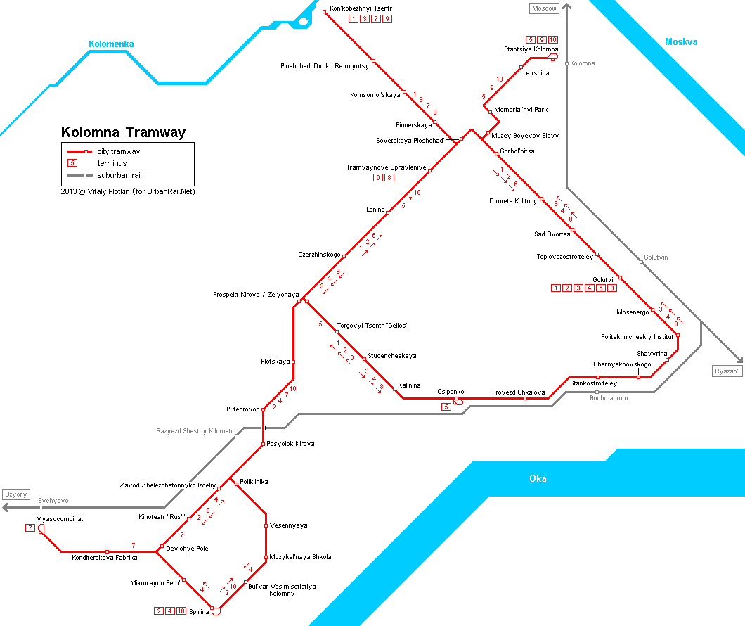 Kolomna tram map