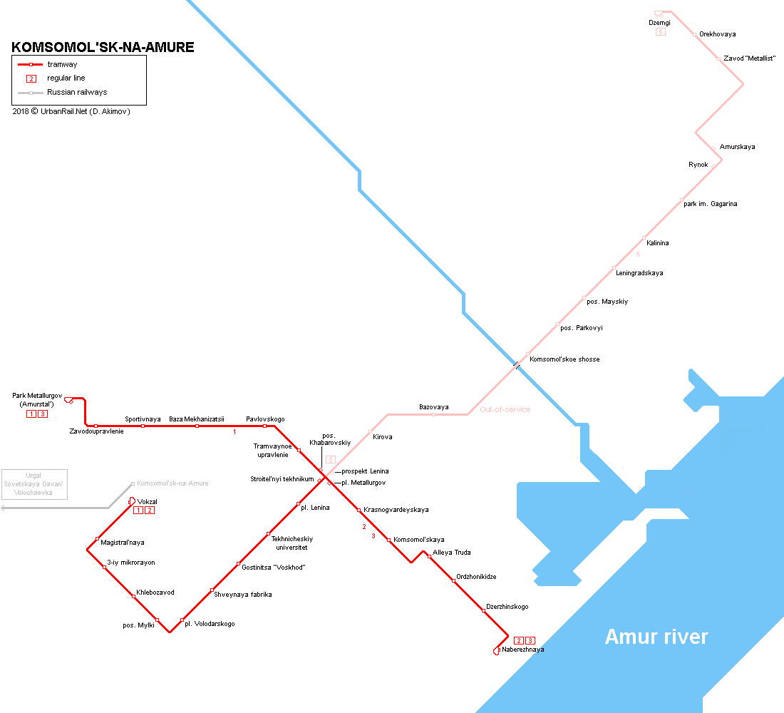 Komsomolsk tram map