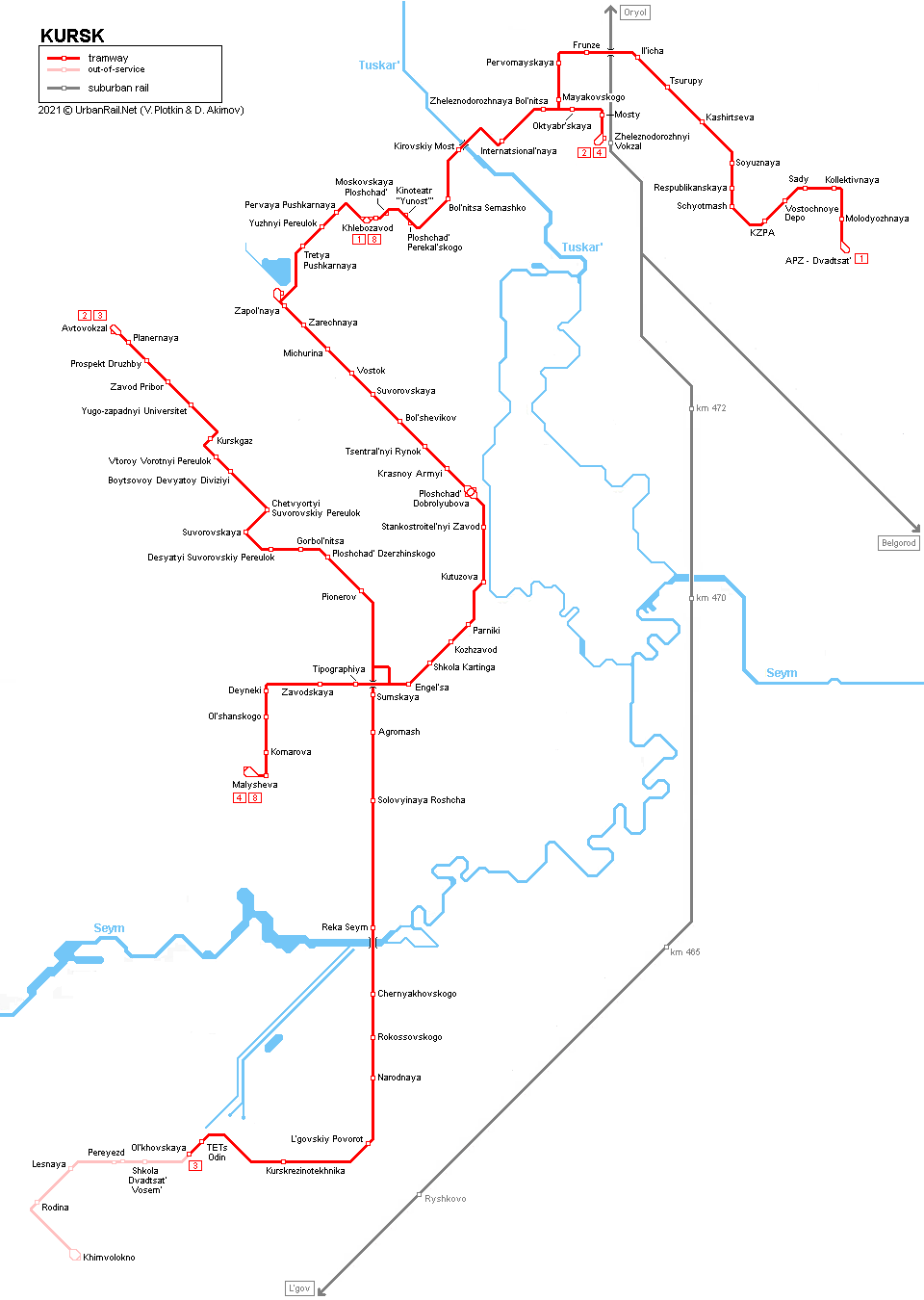Kursk tram map