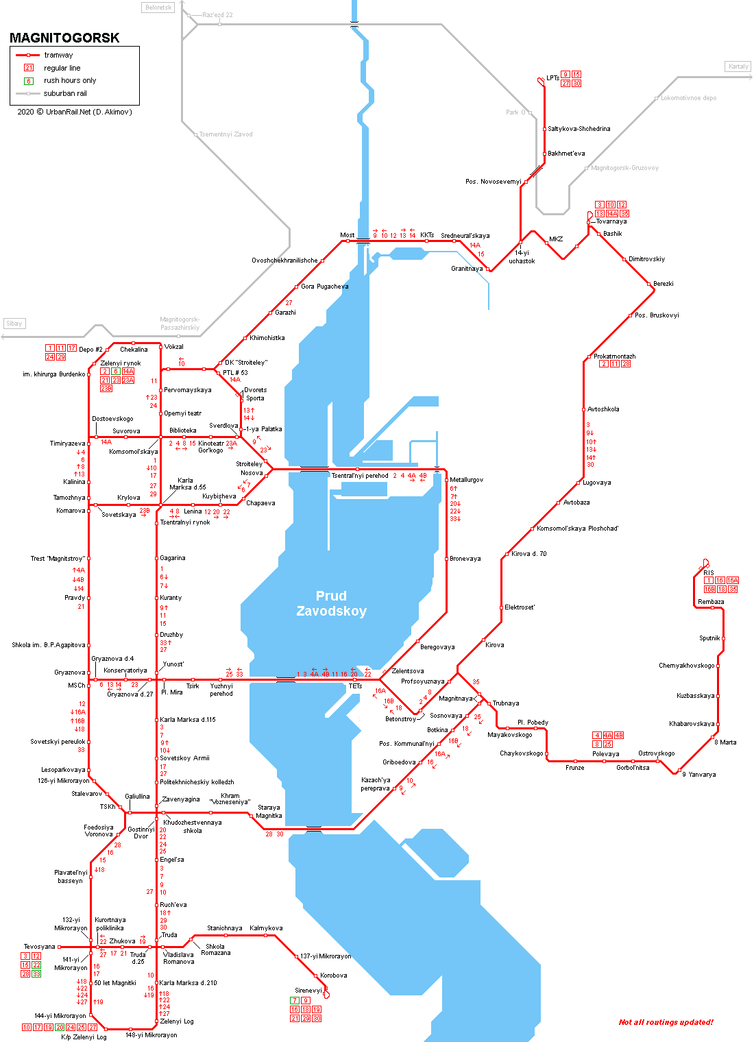 Magnitogorsk tram map