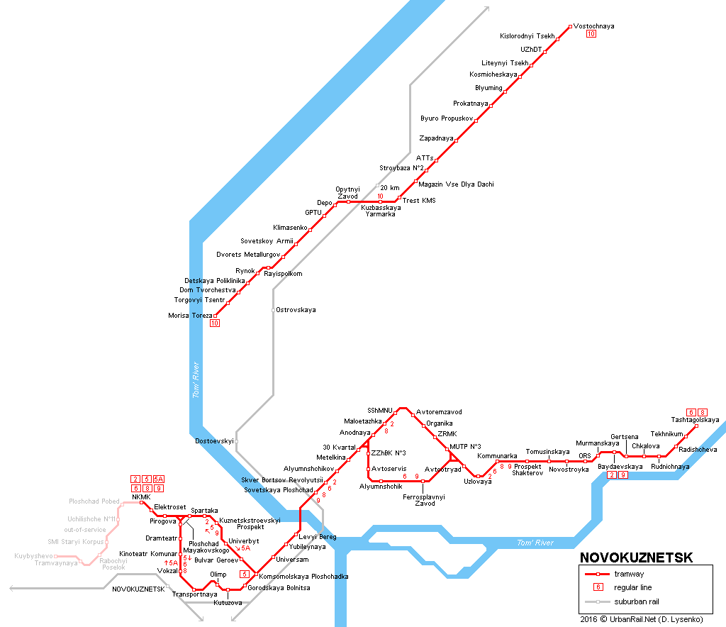 Novokuznetsk tram map