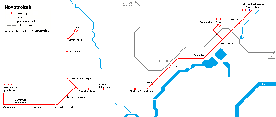 Novotroisk tram map