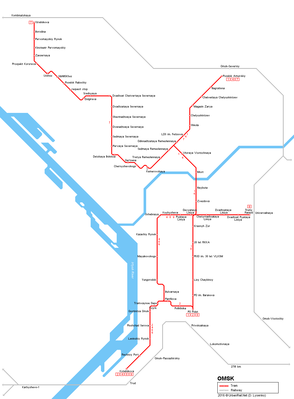 Omsk Tram Map