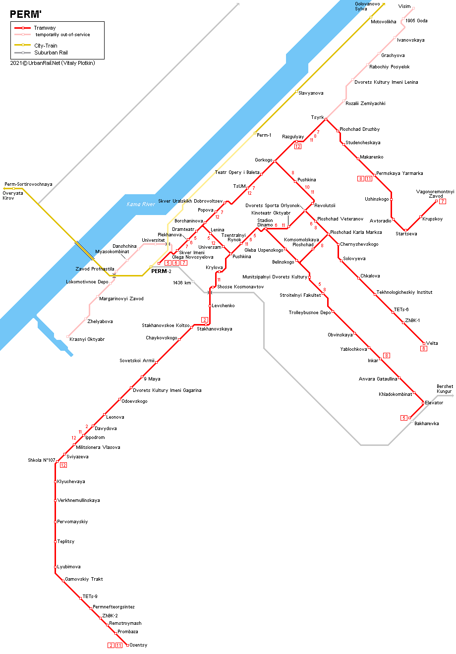 Perm tram map