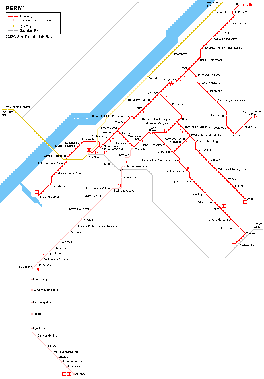 Perm tram map