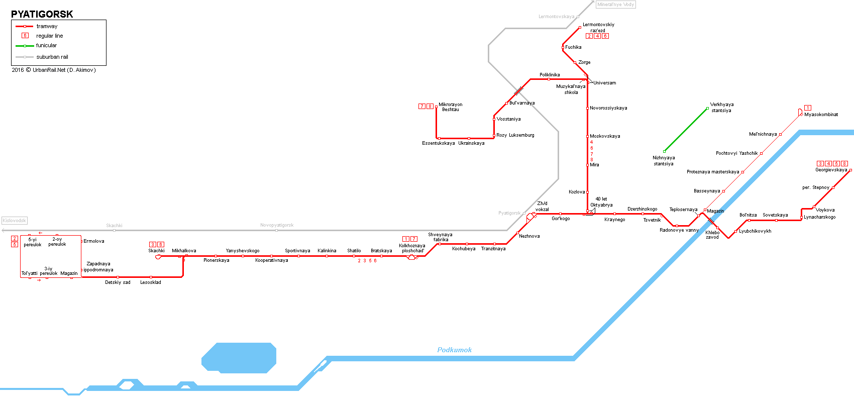 Pyatigorsk tram map