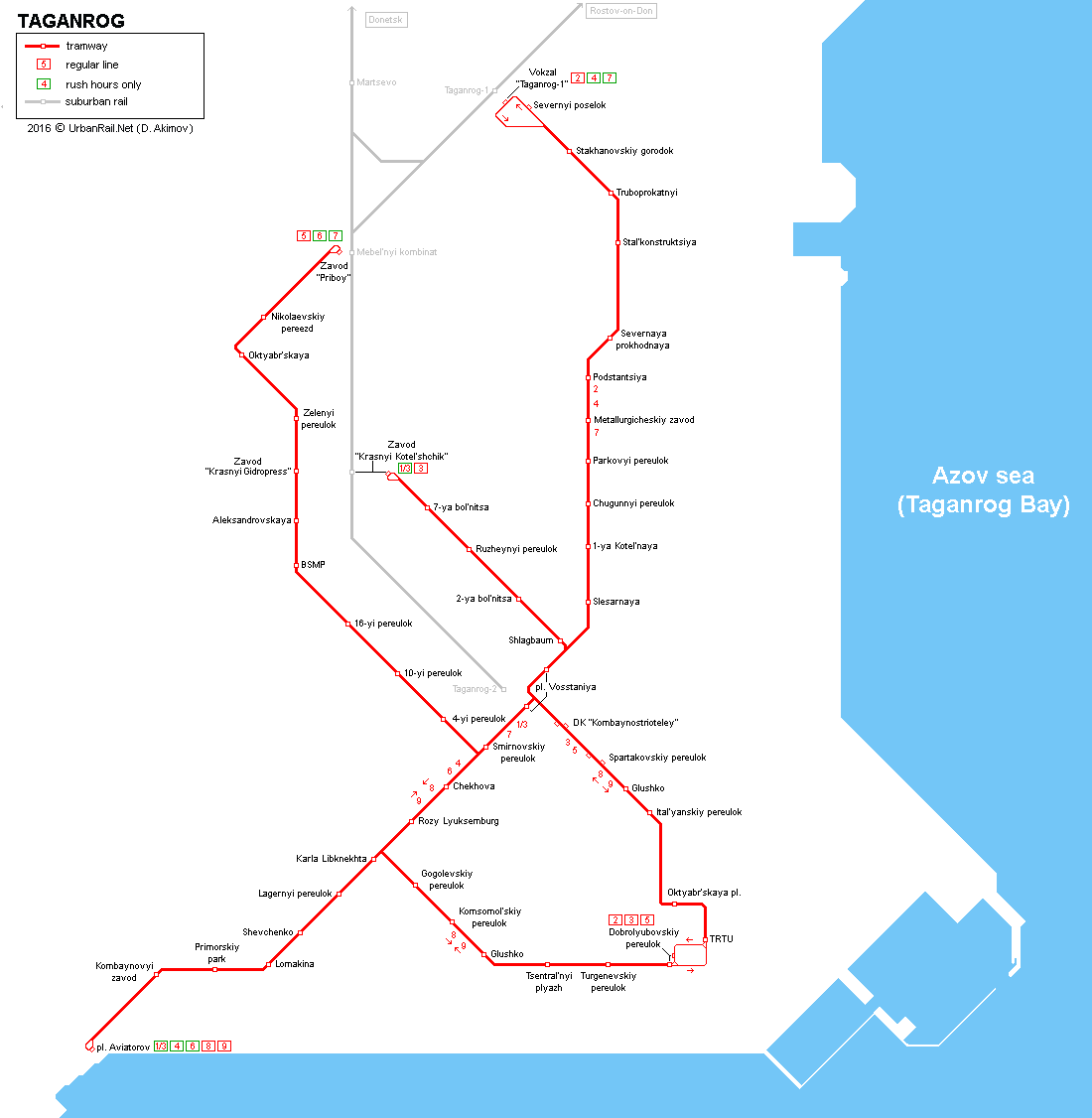 Taganrog tram map