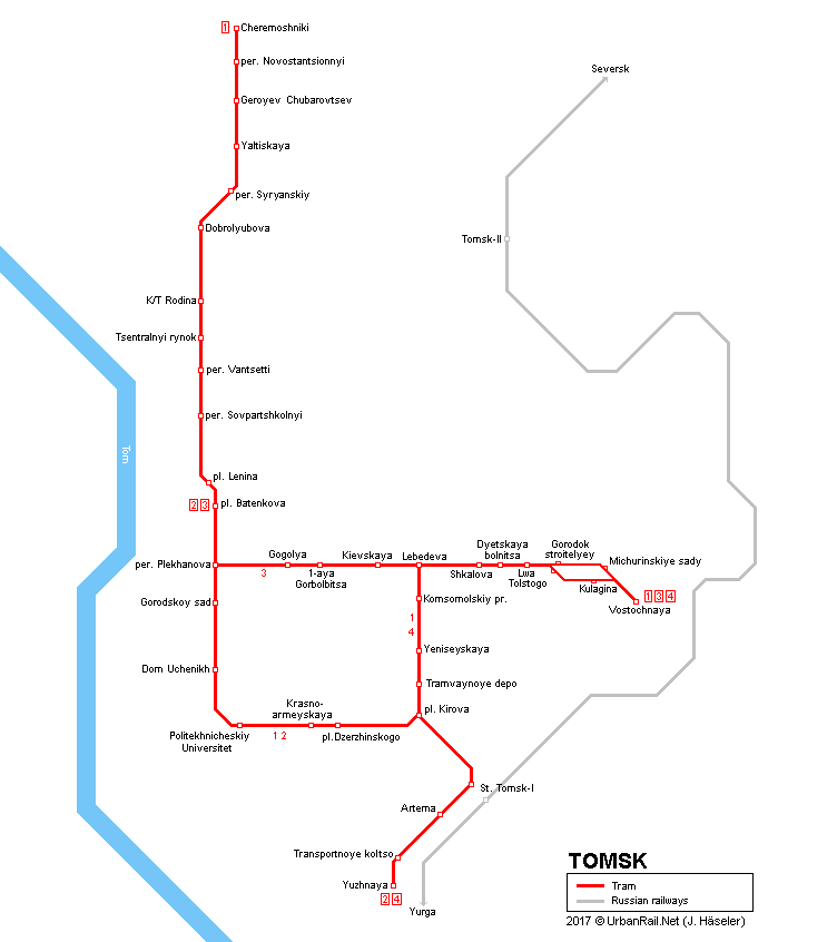 Tomsk tram map