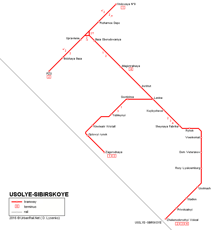 Usolye-Sibirskoye tram map