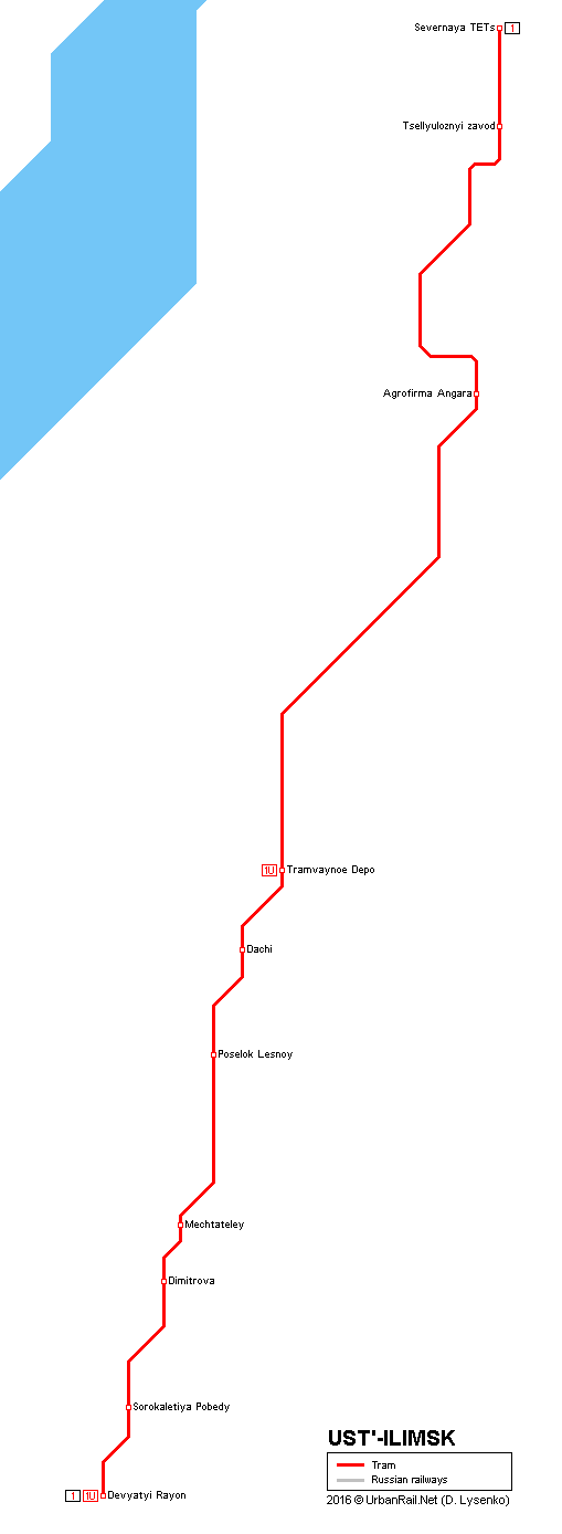 Ust-Ilimsk tram map