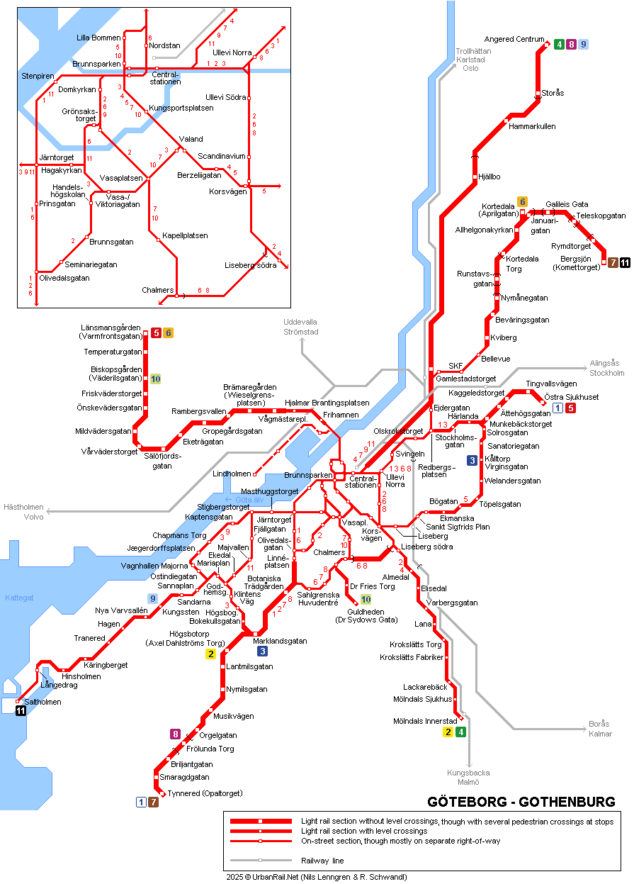 Göteborg Gothenburg tram map