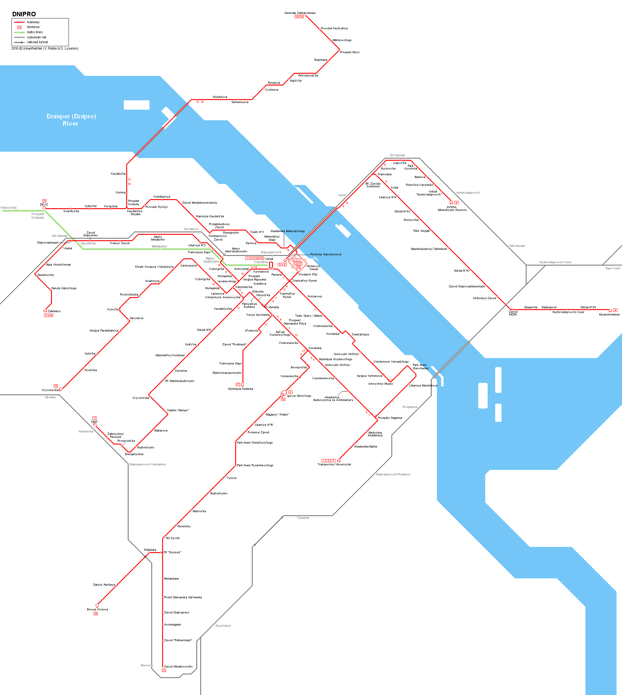 Dnepropetrovsk Tram Map