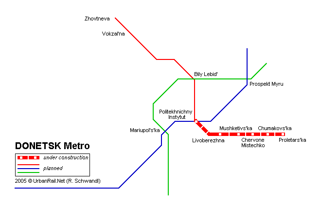 Donetsk Metro map 2005 © R. Schwandl